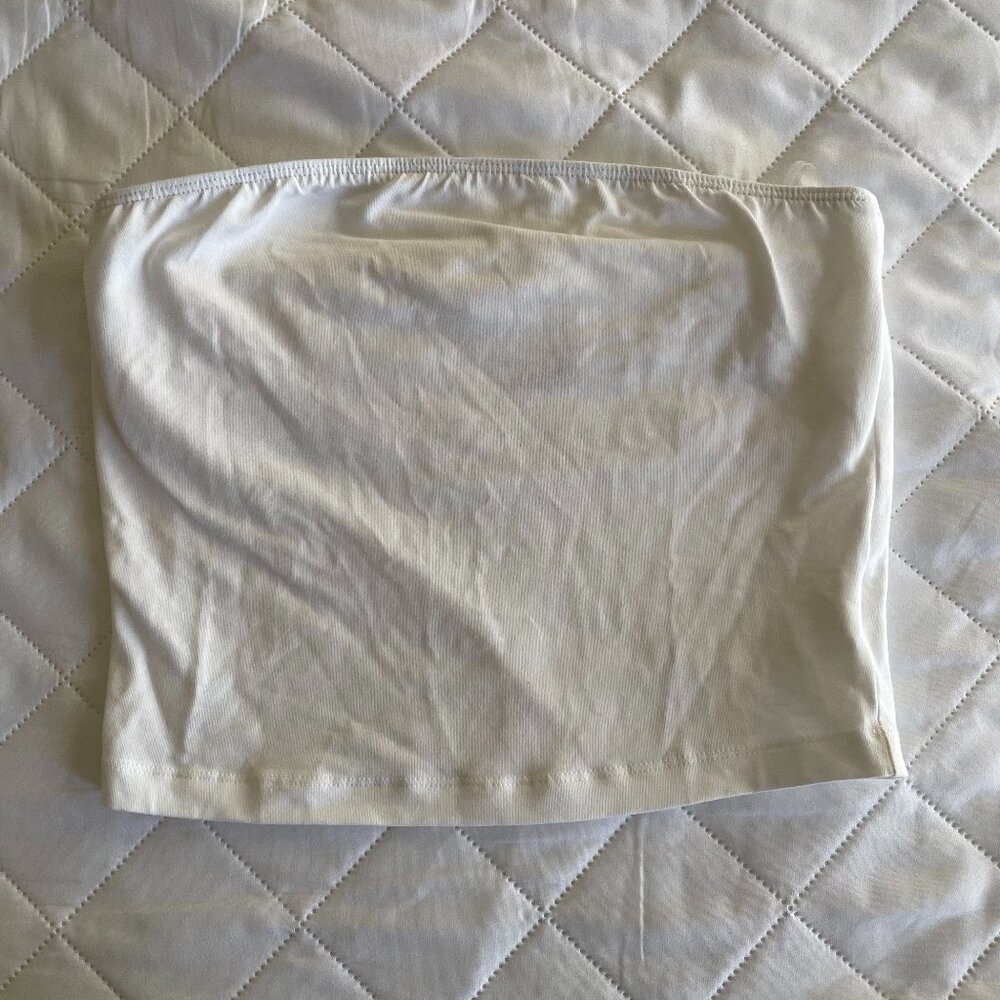 PINK Victoria’s Secret White Cotton Tube Top Built In Shelf Bra